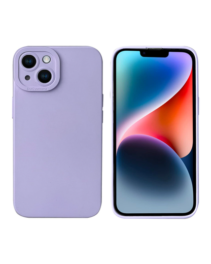 Display of an iPhone in a Soft Purple Liquid Silicone iPhone Case