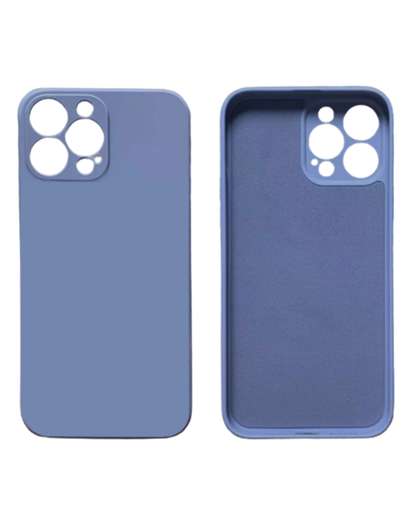 The front and back view of the steel blue Liquid Silicone iPhone Case