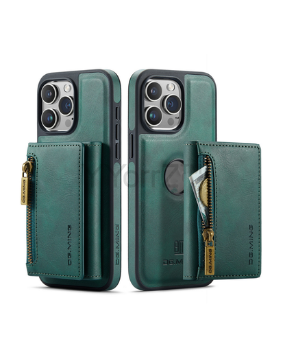 Teal Forest Green Magnetic Leather Wallet iPhone Cover
