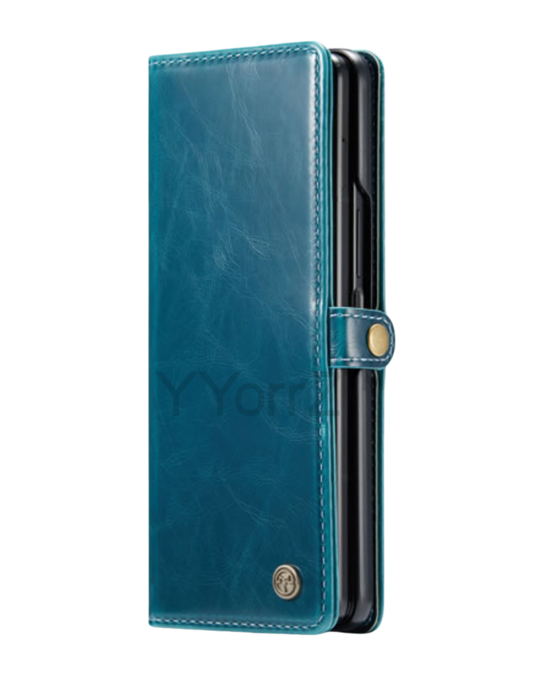 The teal Samsung Galaxy Z Fold3 5G Magnetic Leather Wallet Cover