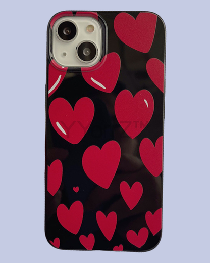 The Glossy Bold Red Hearts iPhone Case