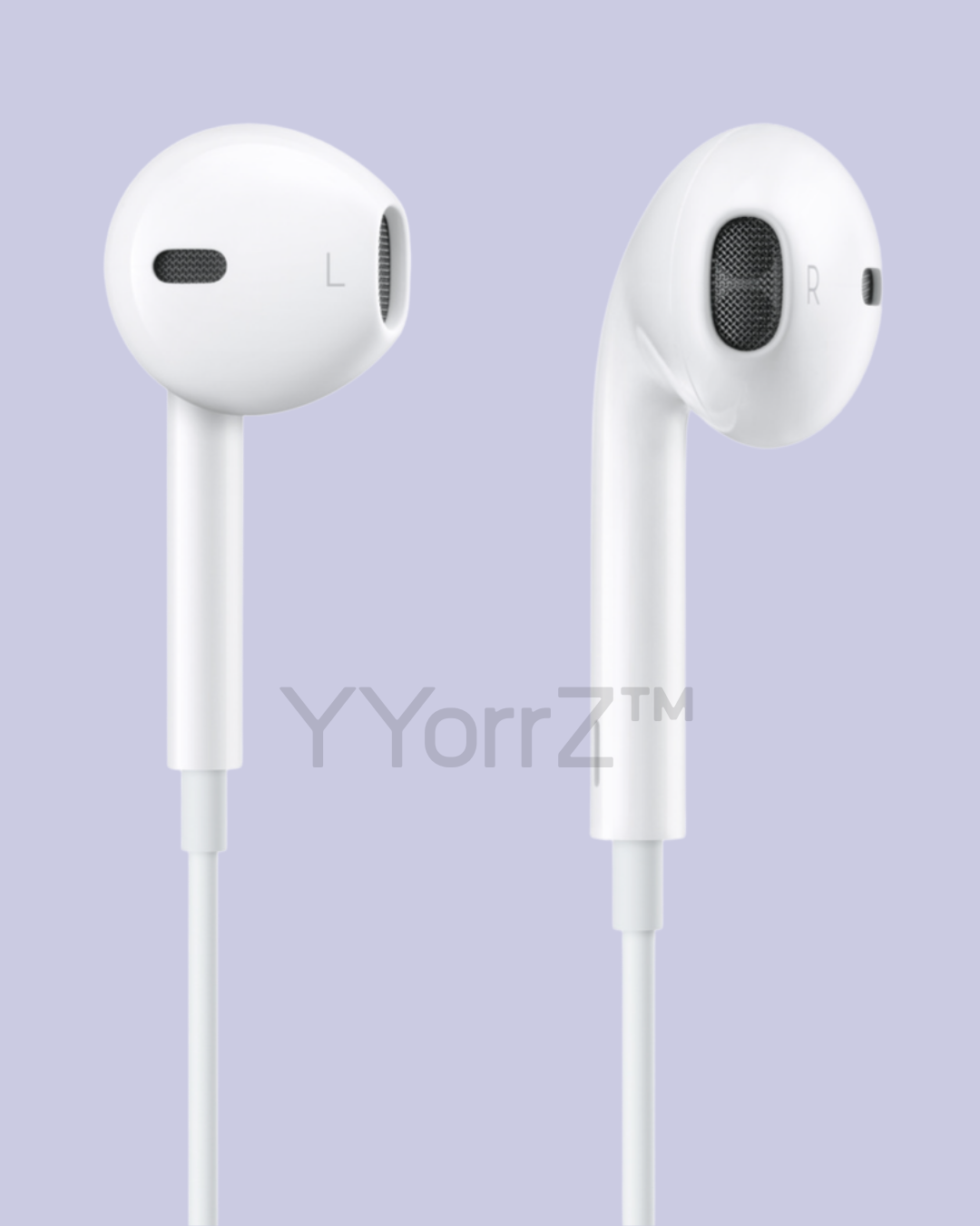 The left and right earbuds of the EarPods with the lightning cable