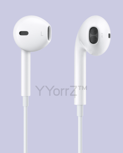 The left and right earbuds of the EarPods with the lightning cable