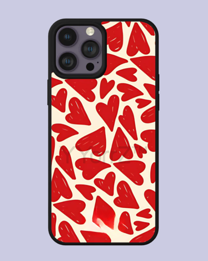 The back view of the Red Hearts iPhone Case