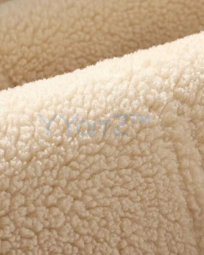 The inside view of the Thick Vintage Faux Leather Curly Shearling Lining Jacket