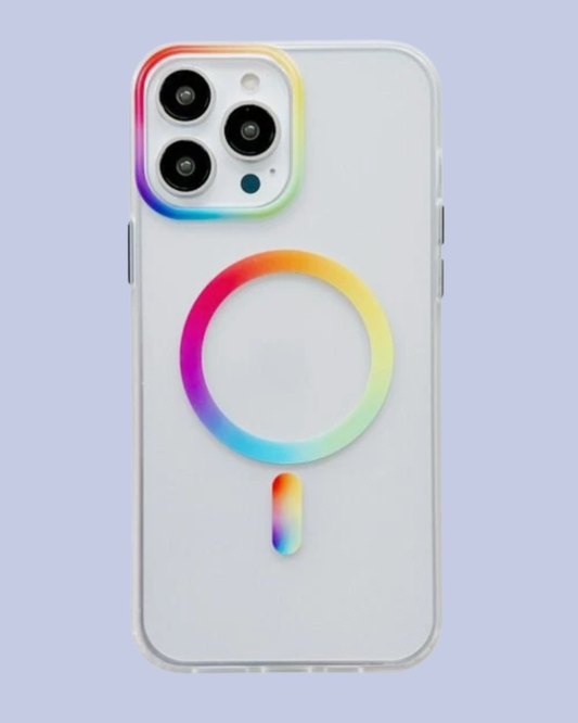 Magnetic MagSafeRainbow Design Transparent iPhone Cover